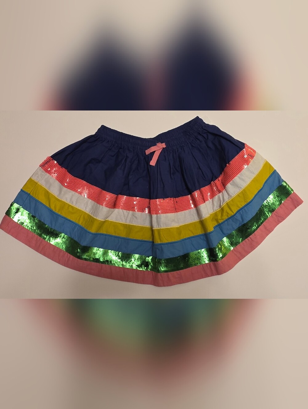 Mini Boden Navy Multicolor Sequin Stripe Skirt